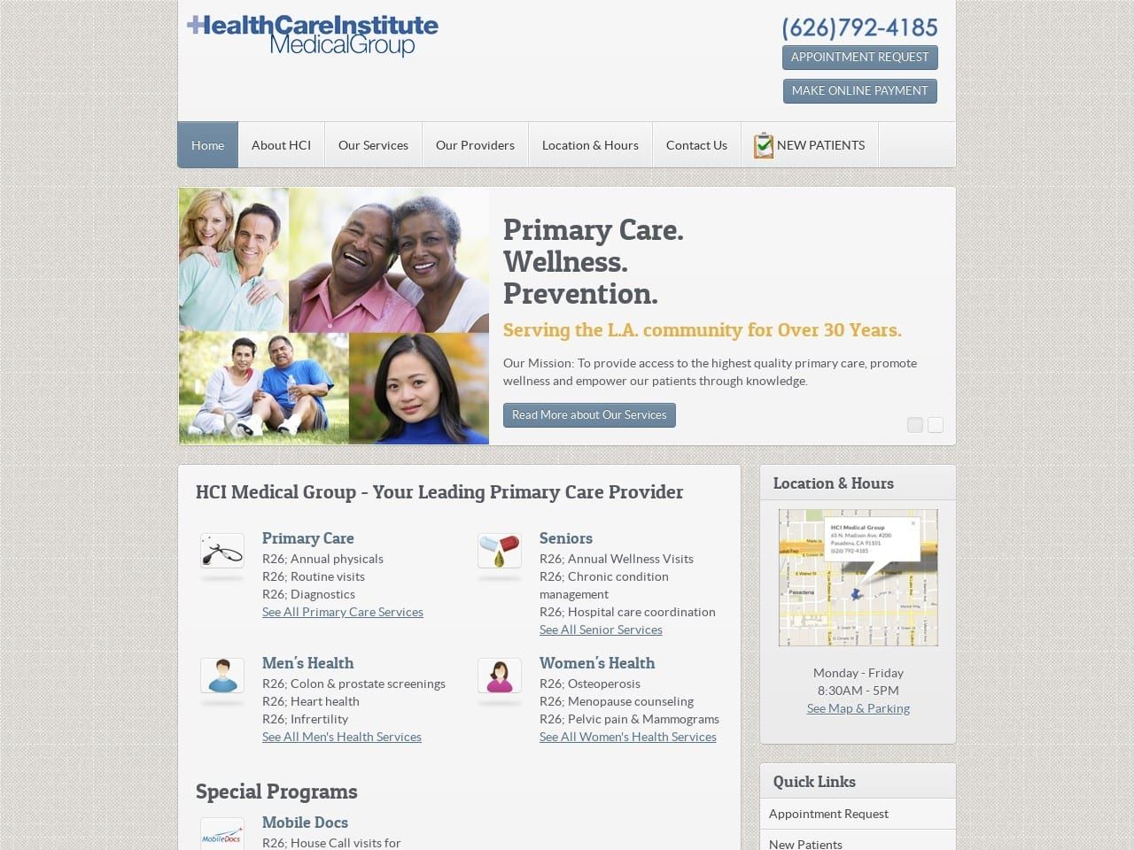 Health Care Institute Medical Group Website Screenshot from hcimed.com