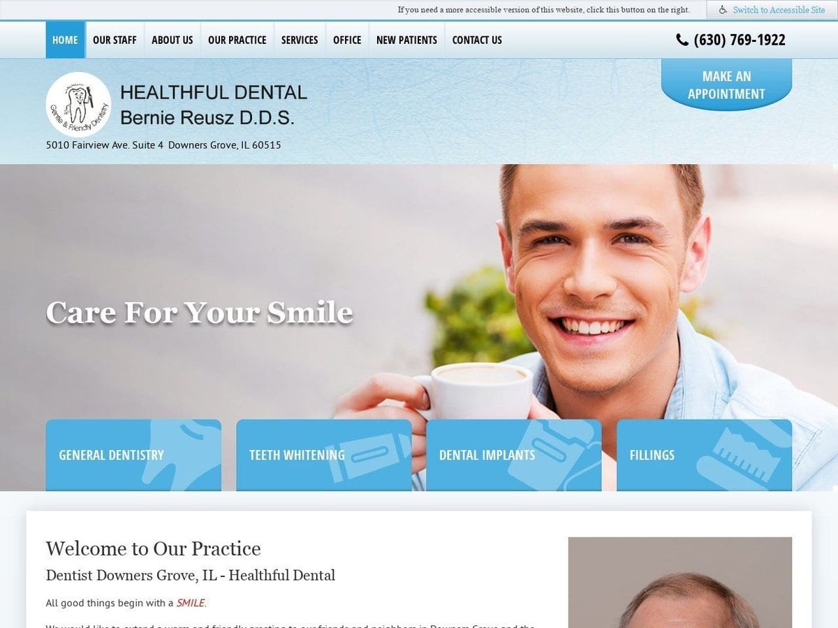 Bernard A Reusz DDS Website Screenshot from healthfuldental.com