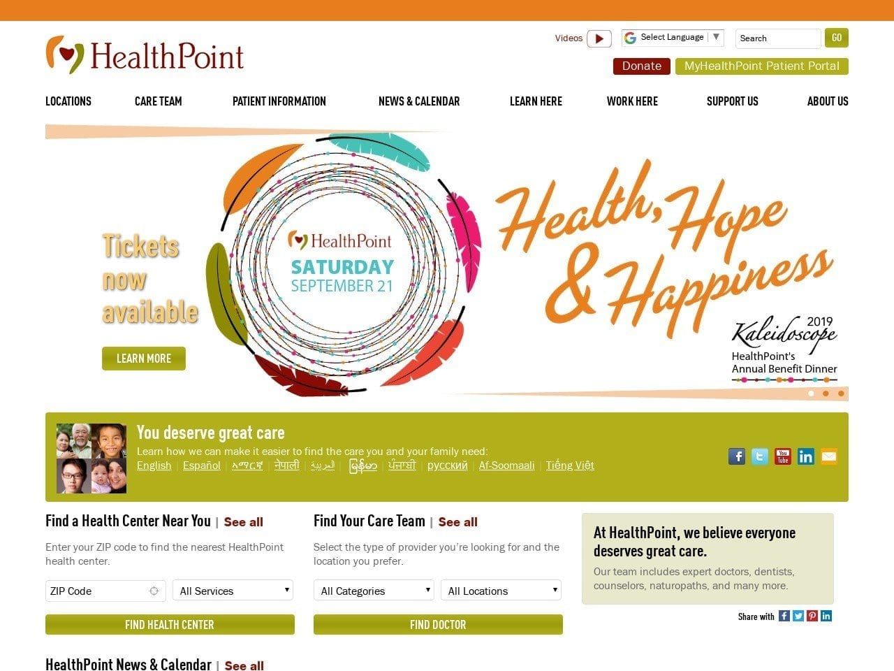 HealthPoint Website Screenshot from healthpointchc.org