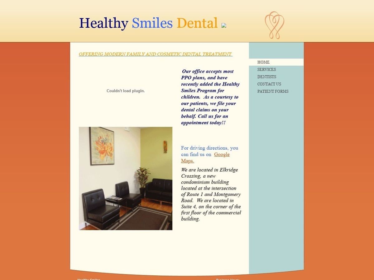 Healthy Smiles Website Screenshot from healthysmilesdental.org