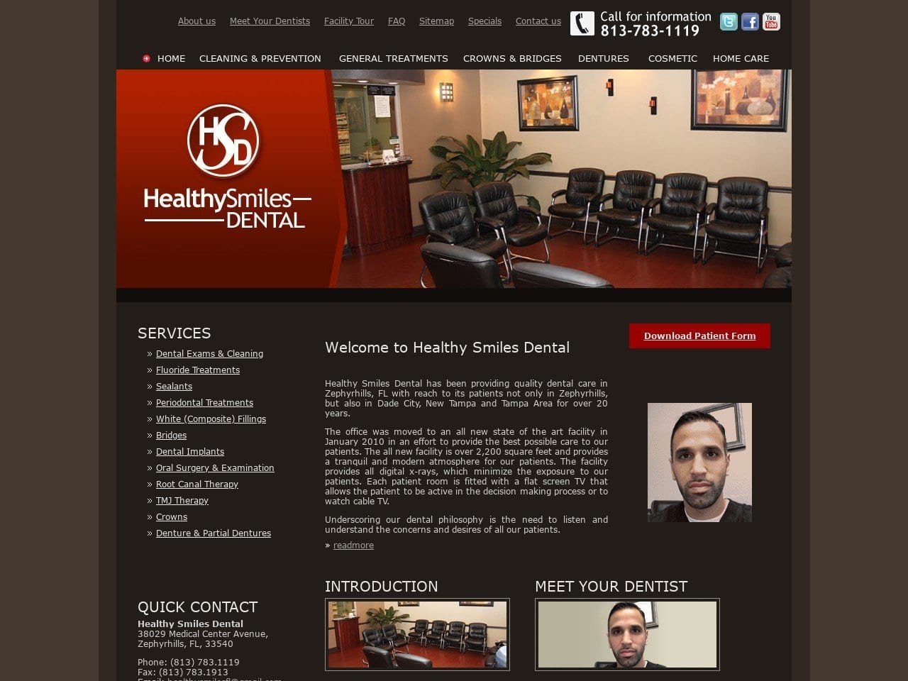 Healthy Smiles Dental Mubarak Omar DDS Website Screenshot from healthysmilesflorida.com