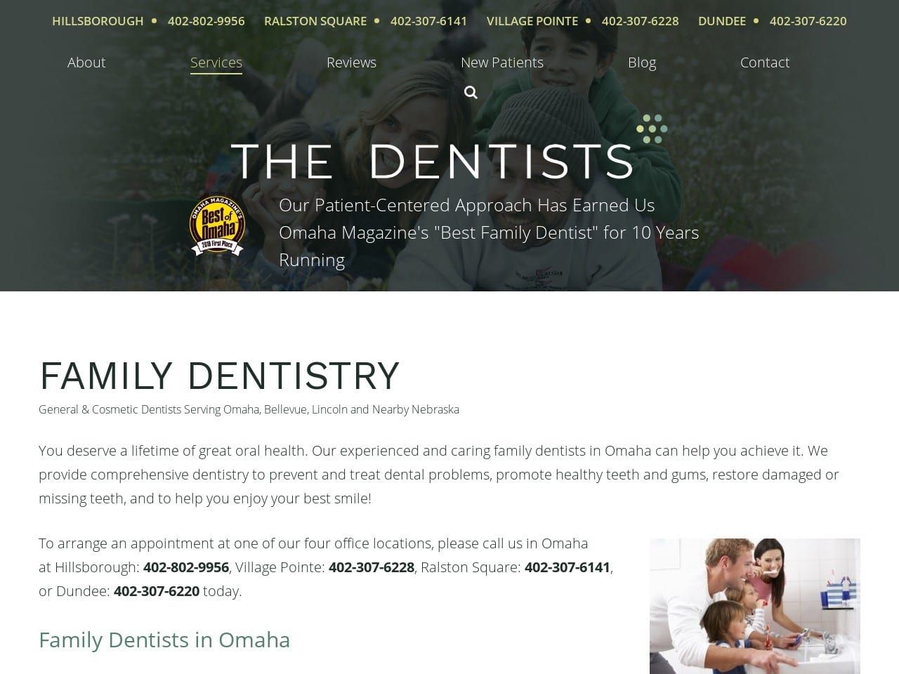 Hillsborough Family Dentist Website Screenshot from healthysmilesomaha.com