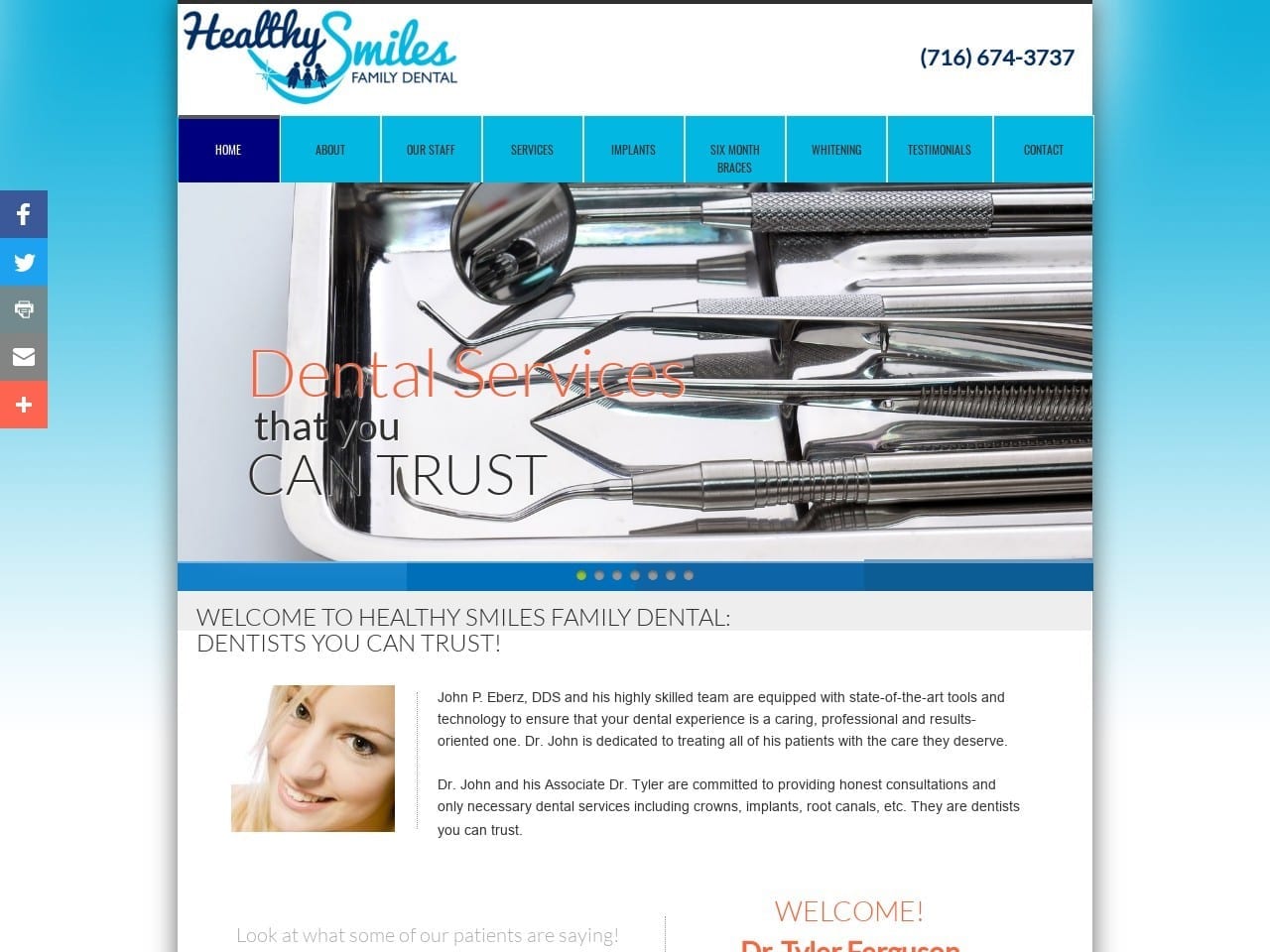 Healthy Smiles Family Dental Eberz John DDS Website Screenshot from healthysmileswny.com