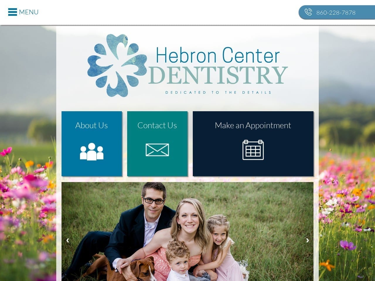 Hebron Center Dentistry Website Screenshot from hebroncenterdentistry.com