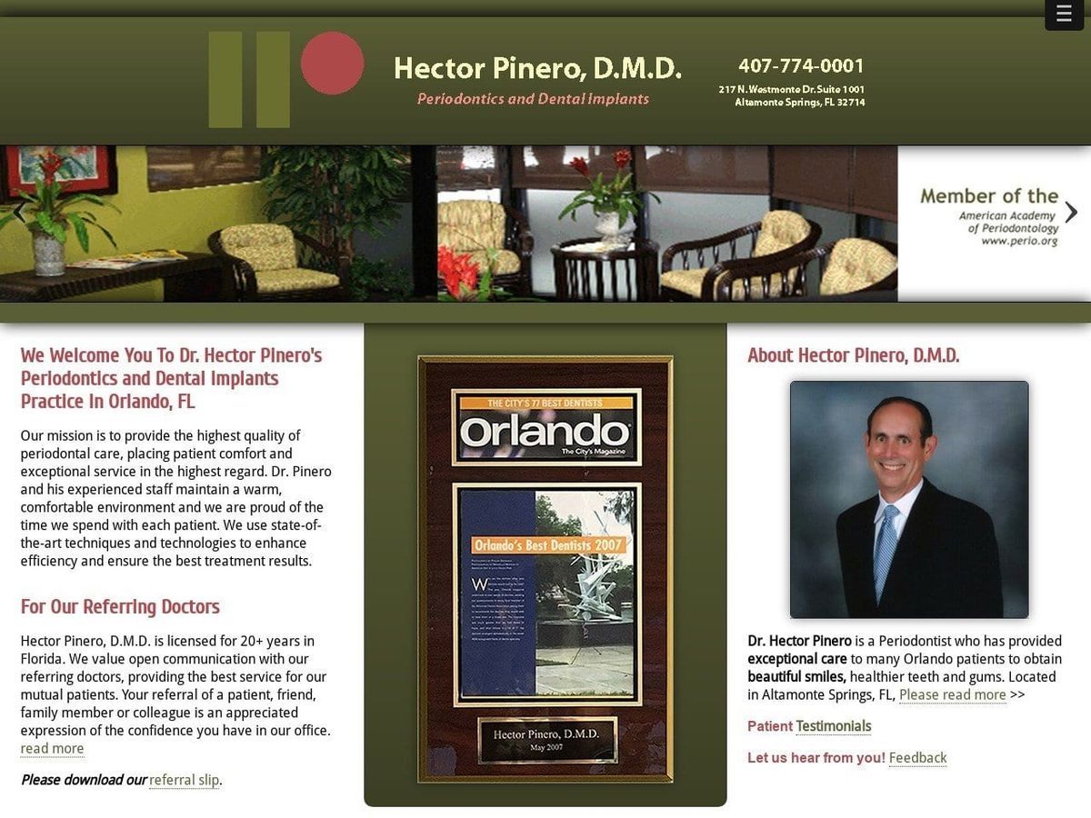 Pinero Hector DDS Website Screenshot from hectorpinerodmd.com