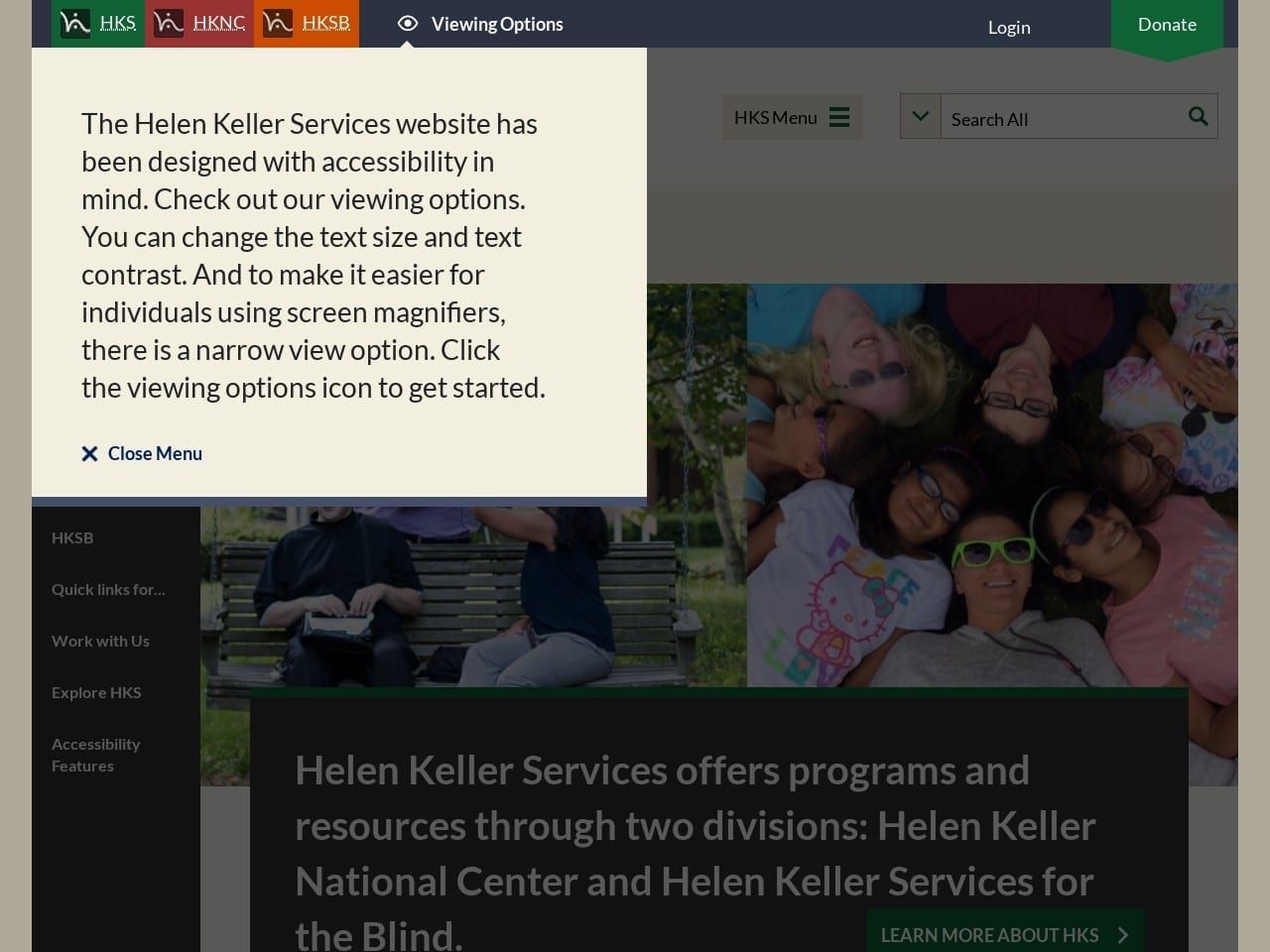 Helen Keller Services For The Blind Sierra Website Screenshot from helenkeller.org