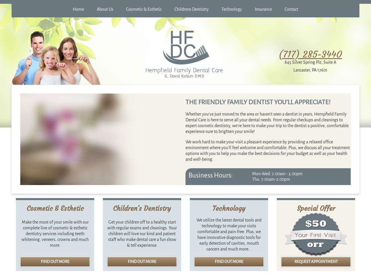 Hempfield Family Dental Care Website Screenshot from hempfieldfamilydentalcare.com