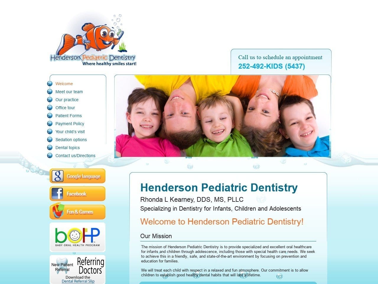 Dr. Rhonda L. Kearney DDS Website Screenshot from hendersonpedo.com