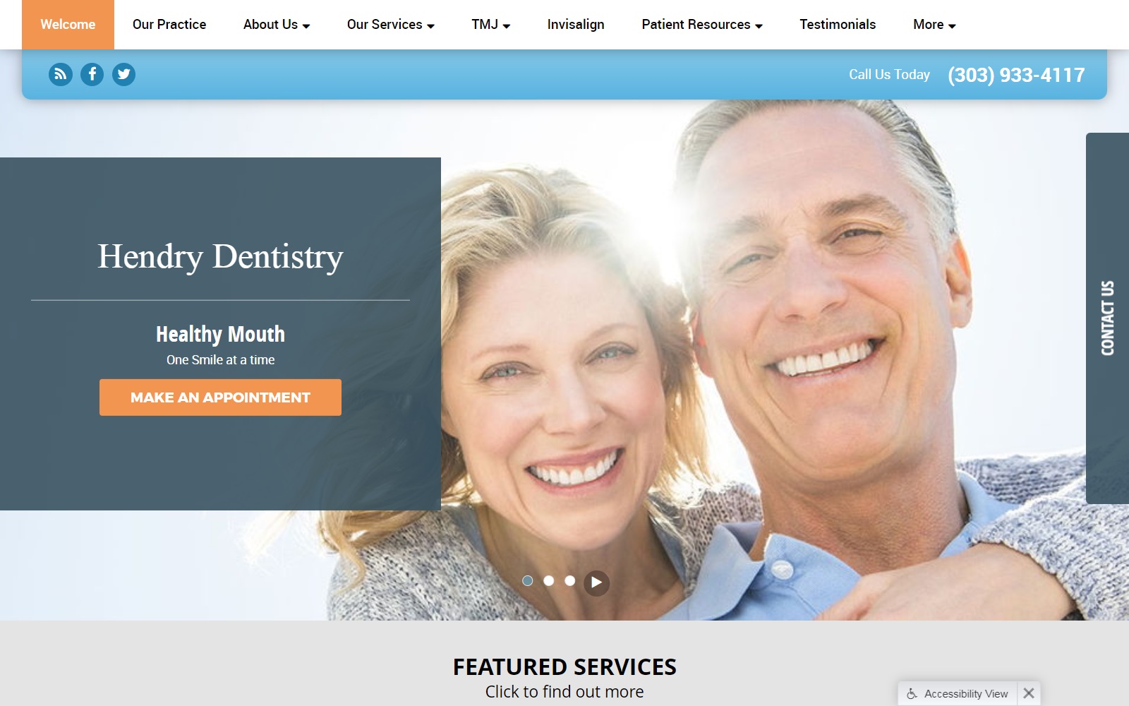 hendrydental.com screenshot