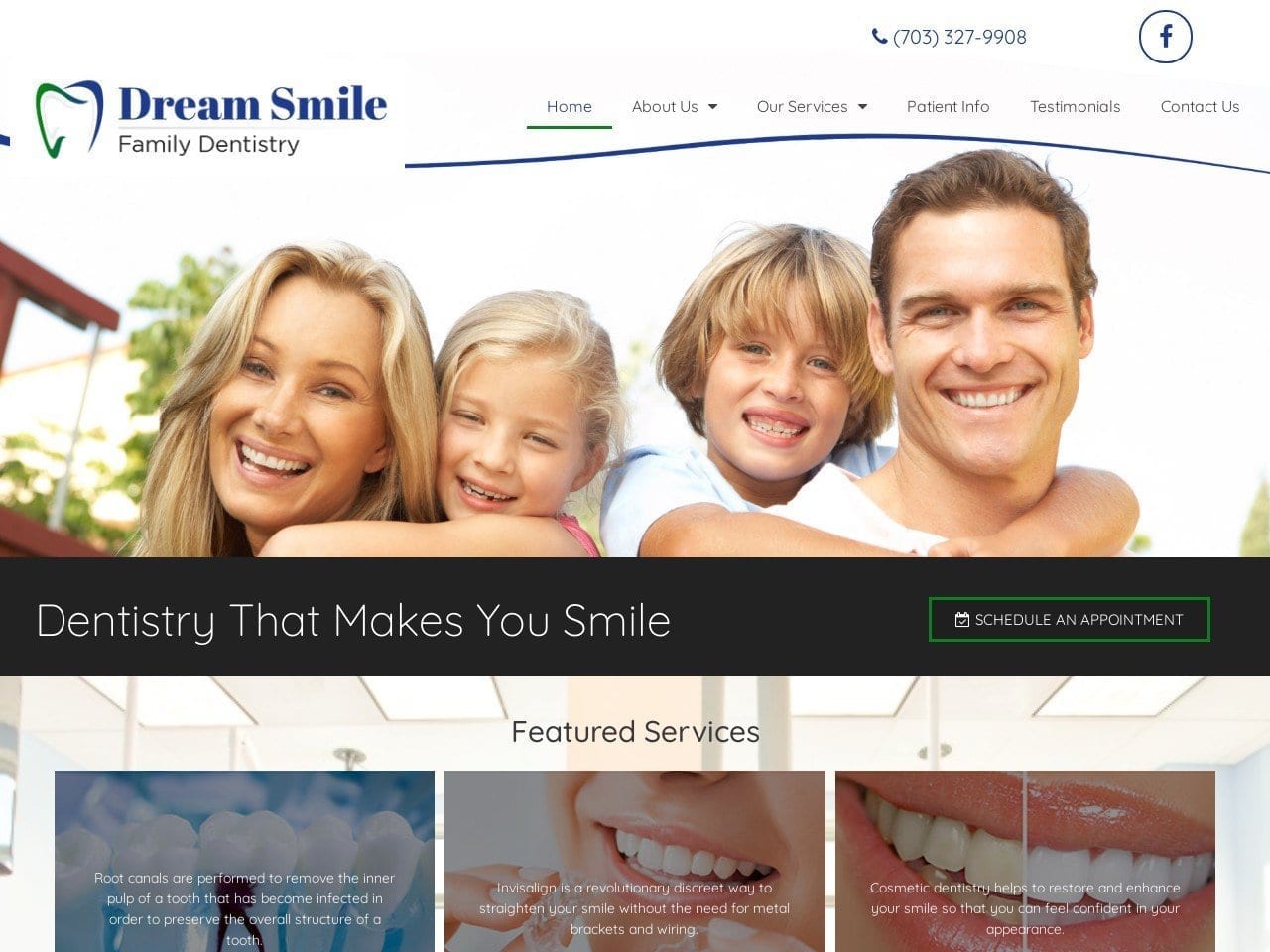 Dean Family Dentistry Website Screenshot from henrydeandds.com