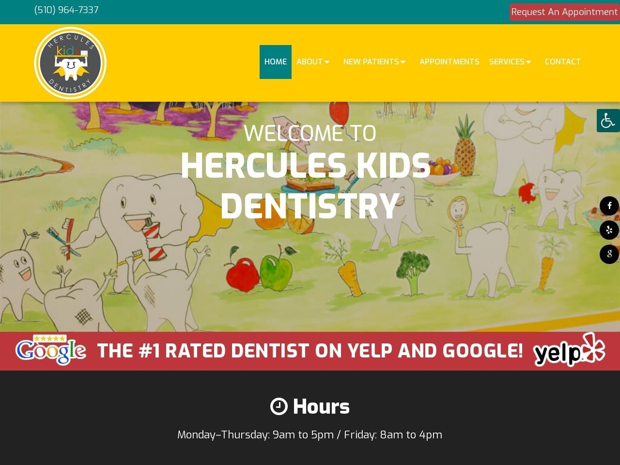 Hercules Kids Dentistry Website Screenshot from herculeskidsdentistry.com