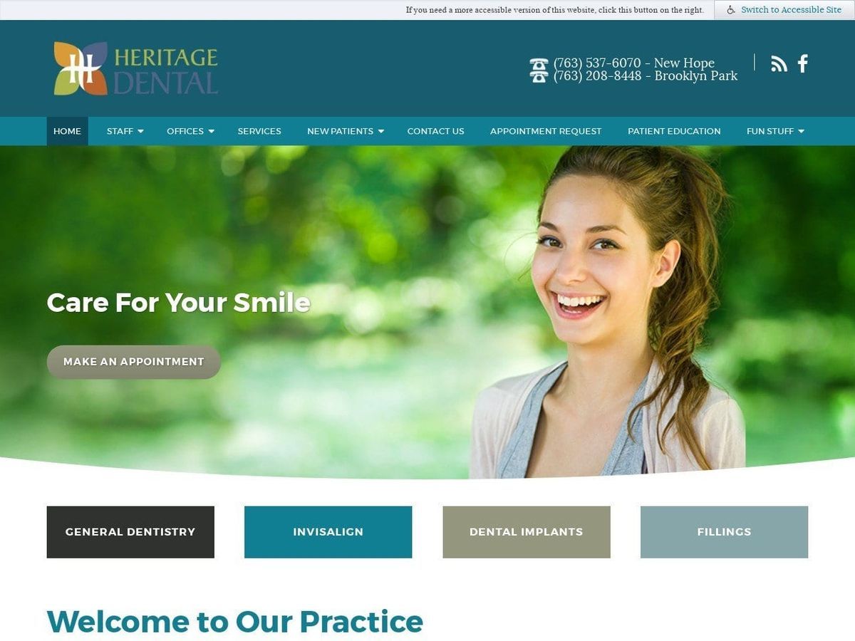 Heritage Dental  Centers Website Screenshot from heritagedentalcenters.com