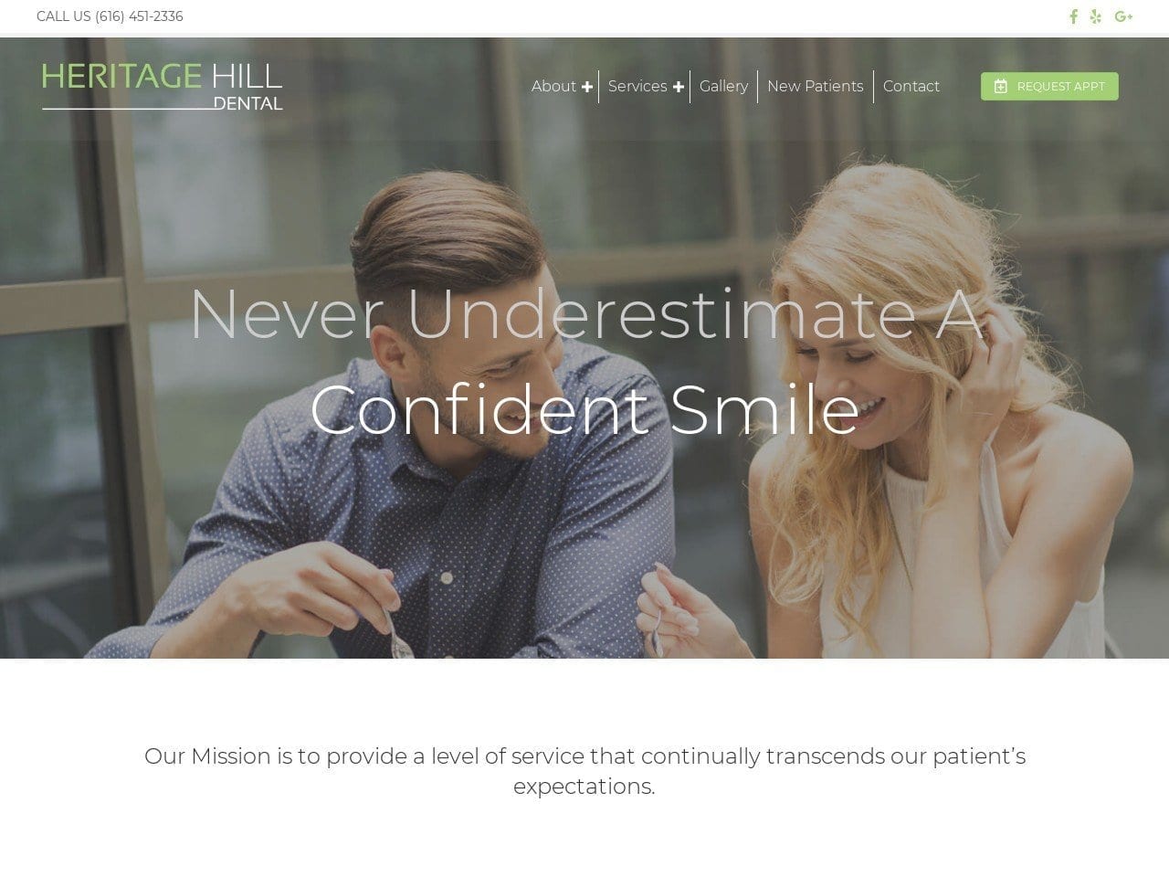 Heritage Family Dental Website Screenshot from heritagedentalgr.com