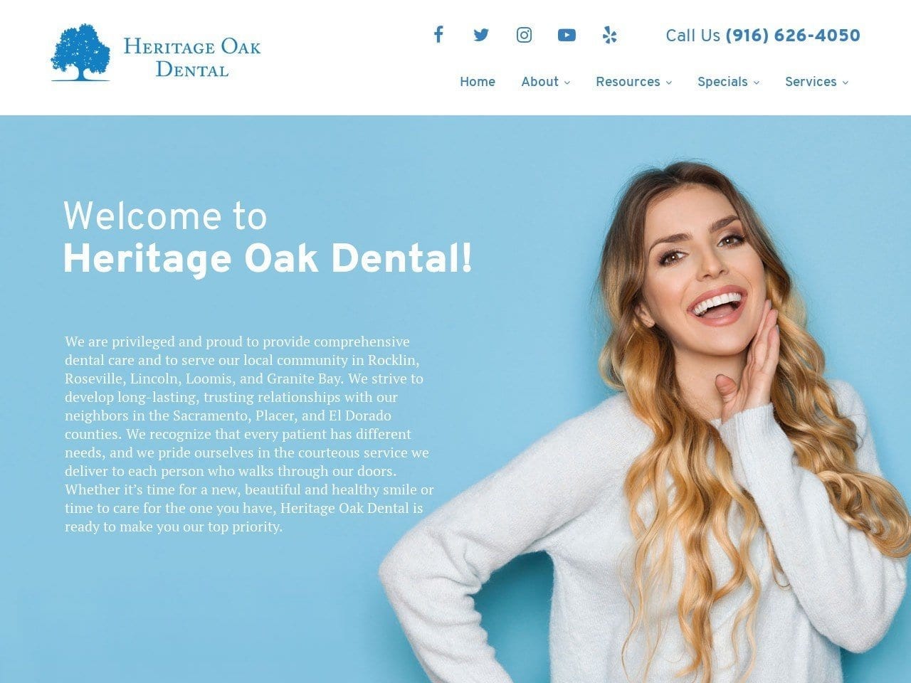 Heritage Oak Dental Website Screenshot from heritageoakdental.com