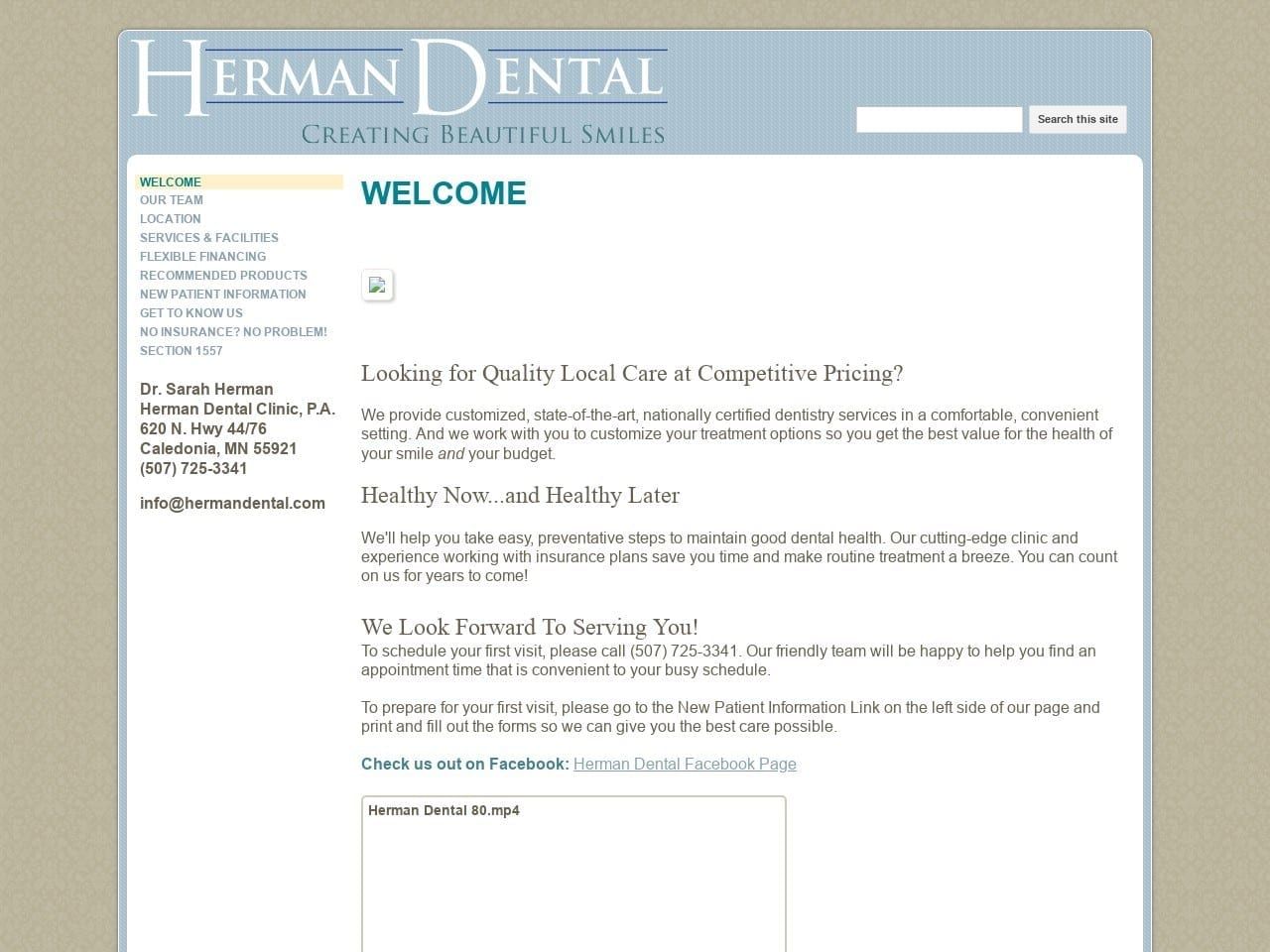 Herman Dental Website Screenshot from hermandental.com
