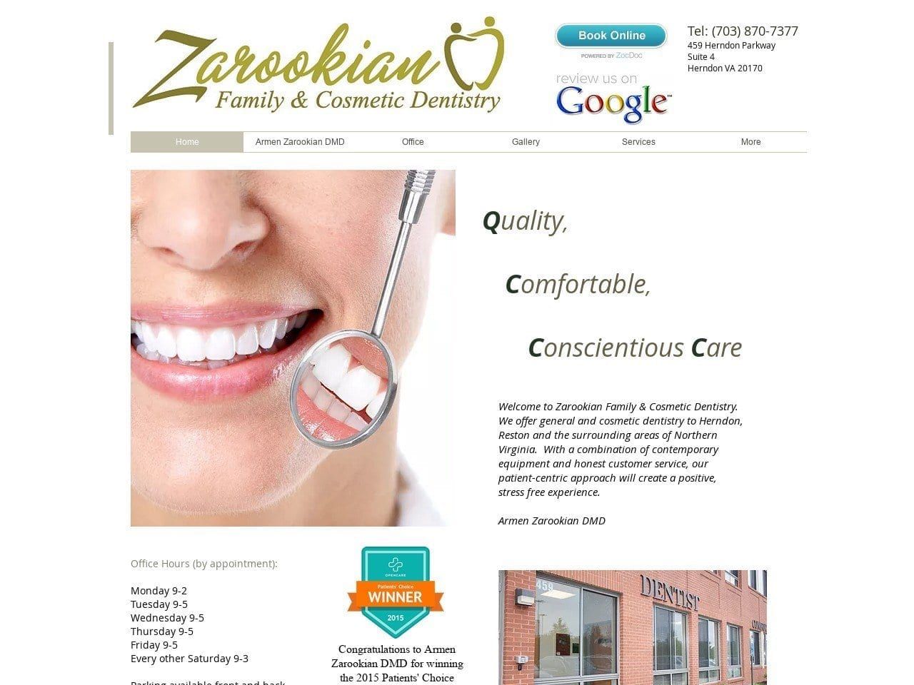 Armen Zarookian DMD Website Screenshot from herndon-dentistry.com