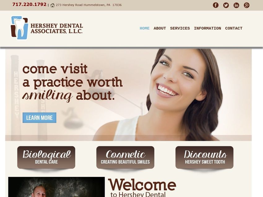 Hershey Dental Website Screenshot from hersheydental.com