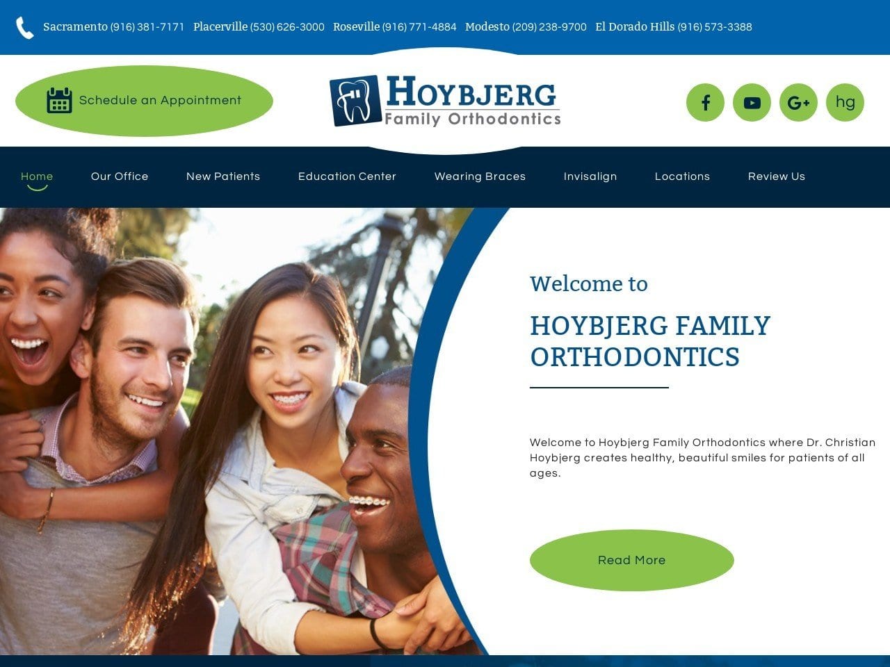 Hoybjerg Family Orthodontics Website Screenshot from hfamilybraces.com