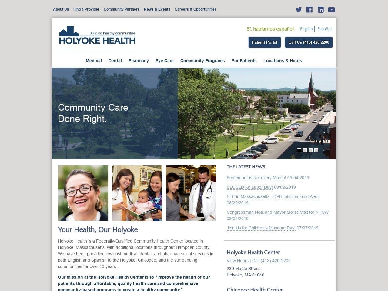 Holyoke Health Center Perez Fernando DDS Website Screenshot from hhcinc.org