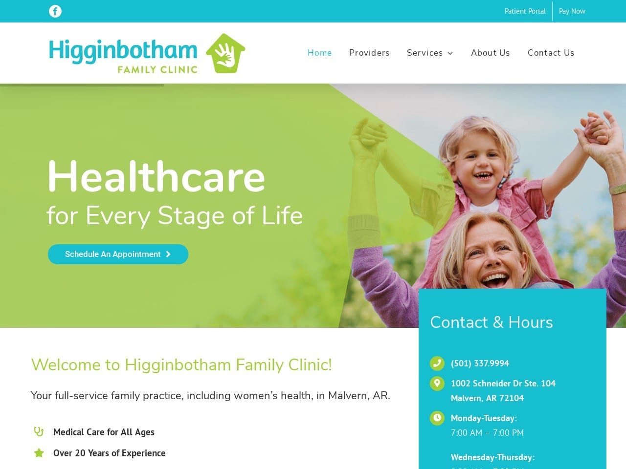 Higginbotham Family Clinic Website Screenshot from higginbothamfamilyclinic.com
