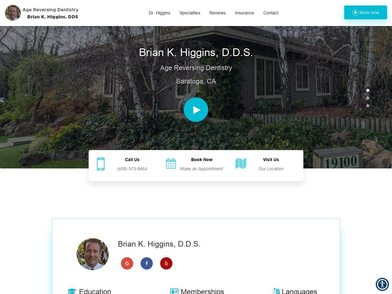 Higgins Dentistry Website Screenshot from higginsdentistry.com