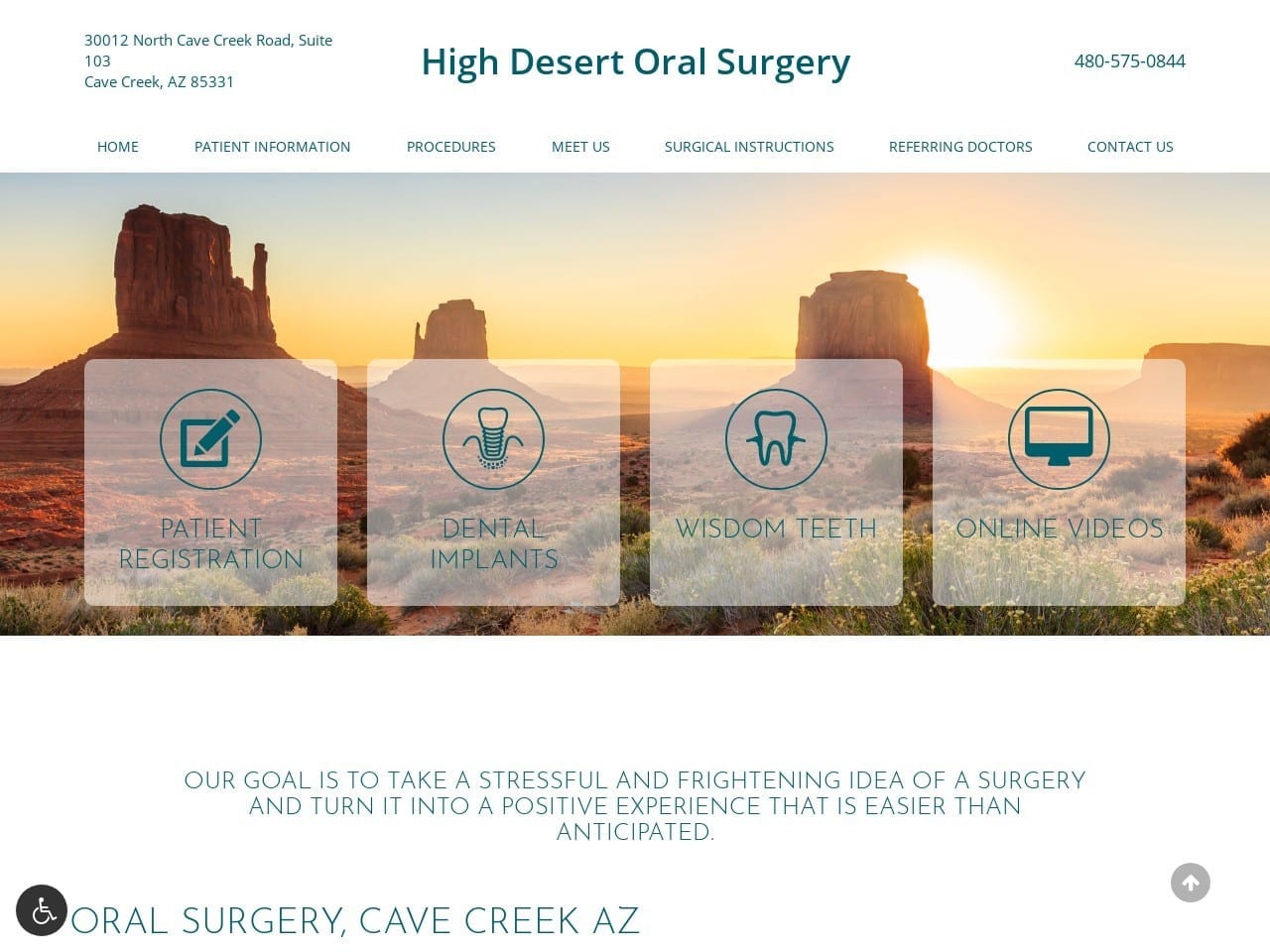 High Desert Oral Surgery and Implant Center Website Screenshot from highdesertoralsurgery.com