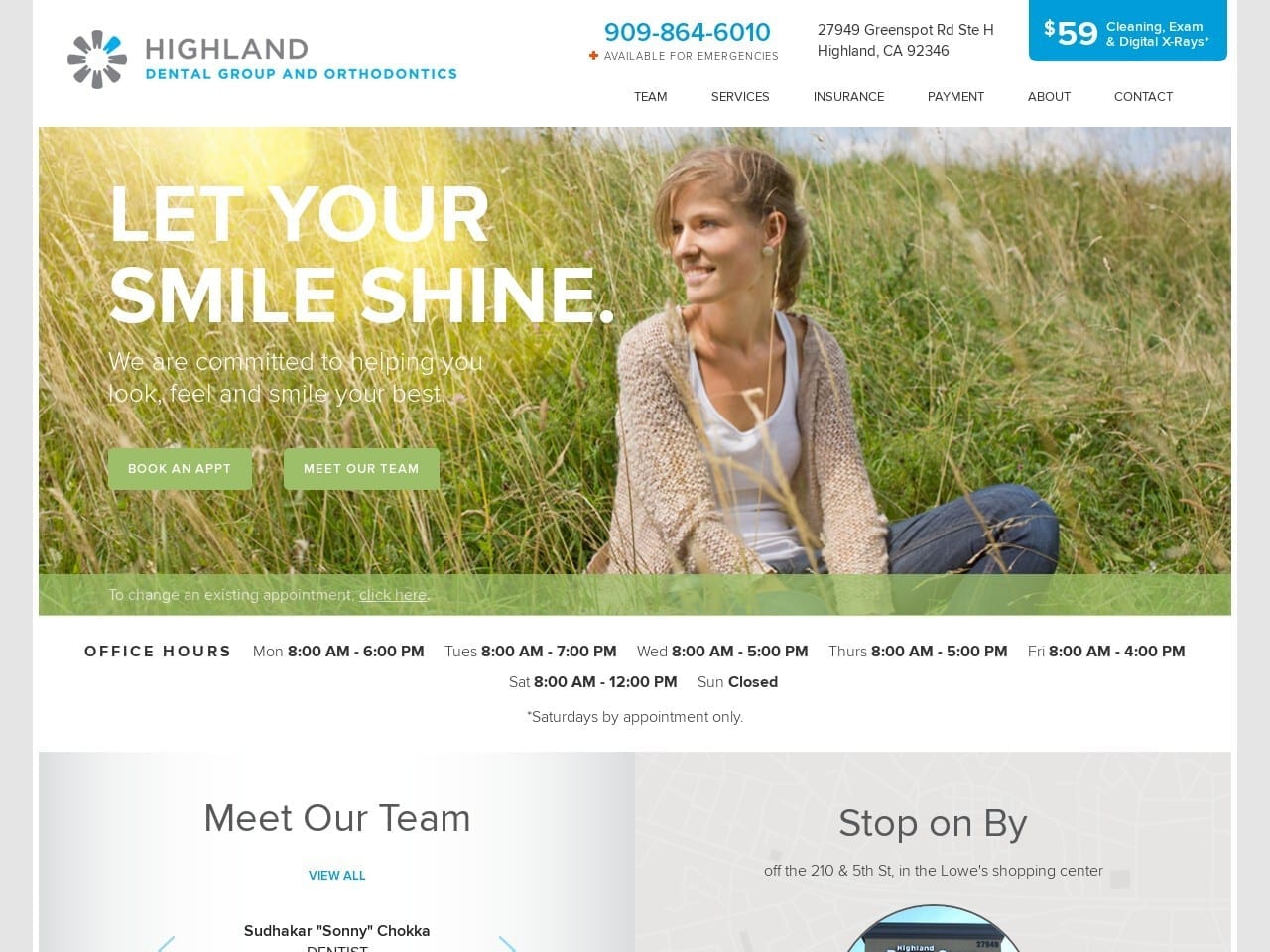 Highland Dental Group and Orthodontics Website Screenshot from highlanddentaloffice.com