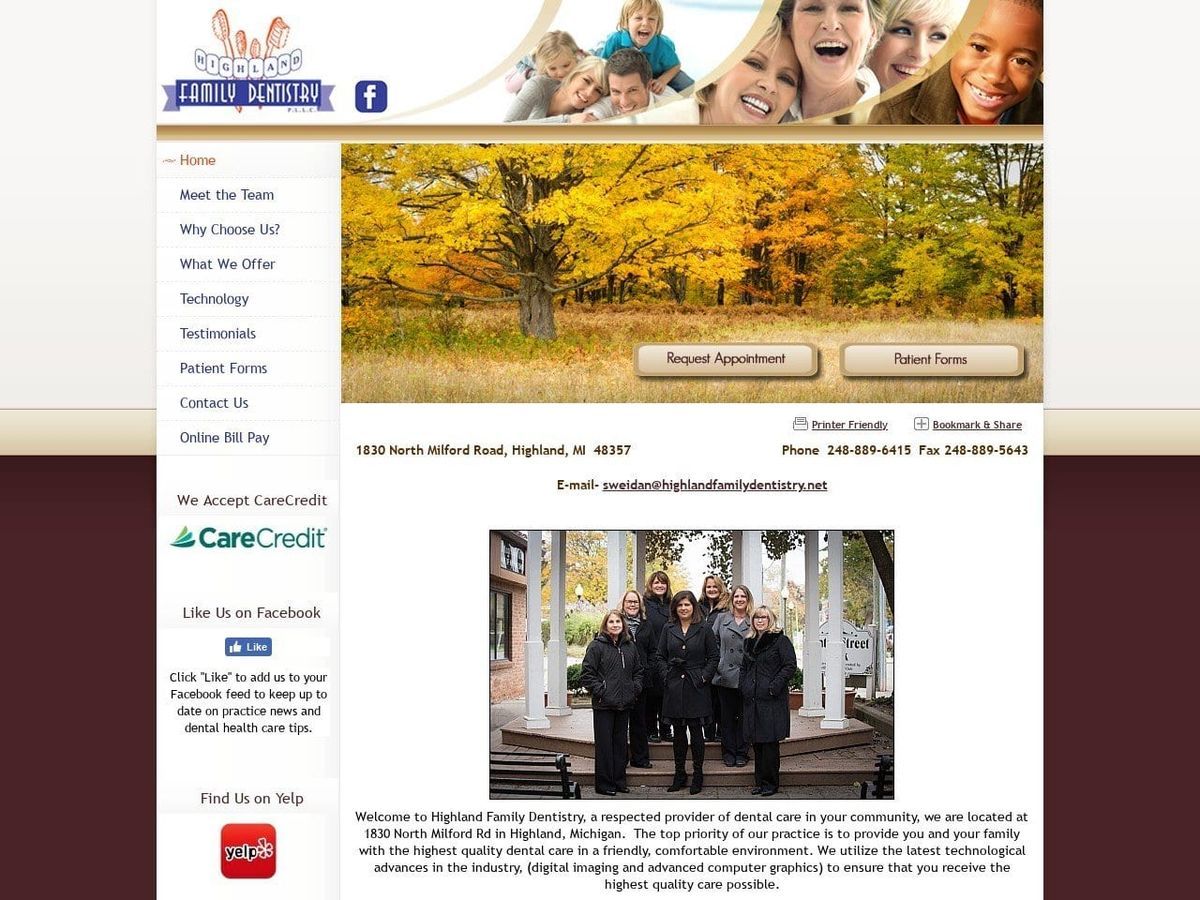 Highland Family Dentistry Website Screenshot from highlandfamilydentistry.us