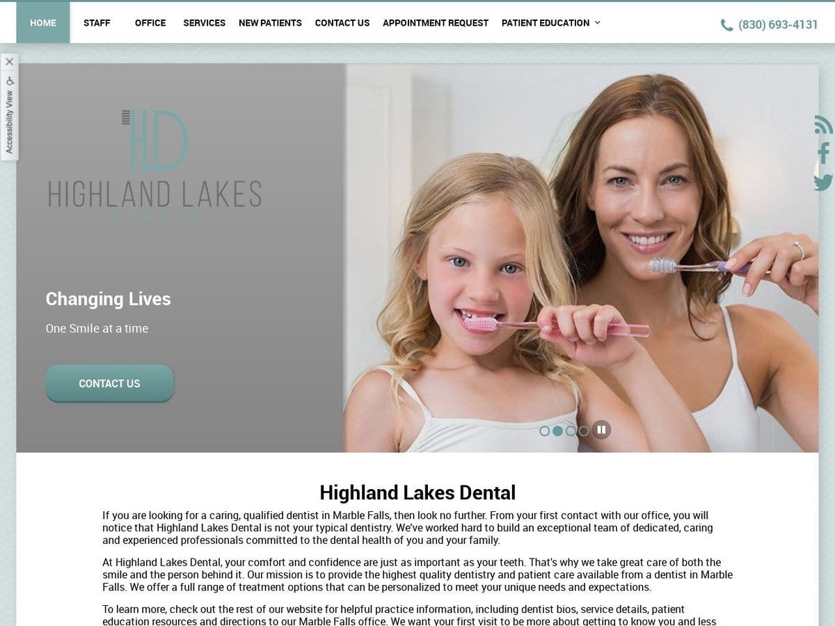 Highland Lakes Dental Website Screenshot from highlandlakesdental.com