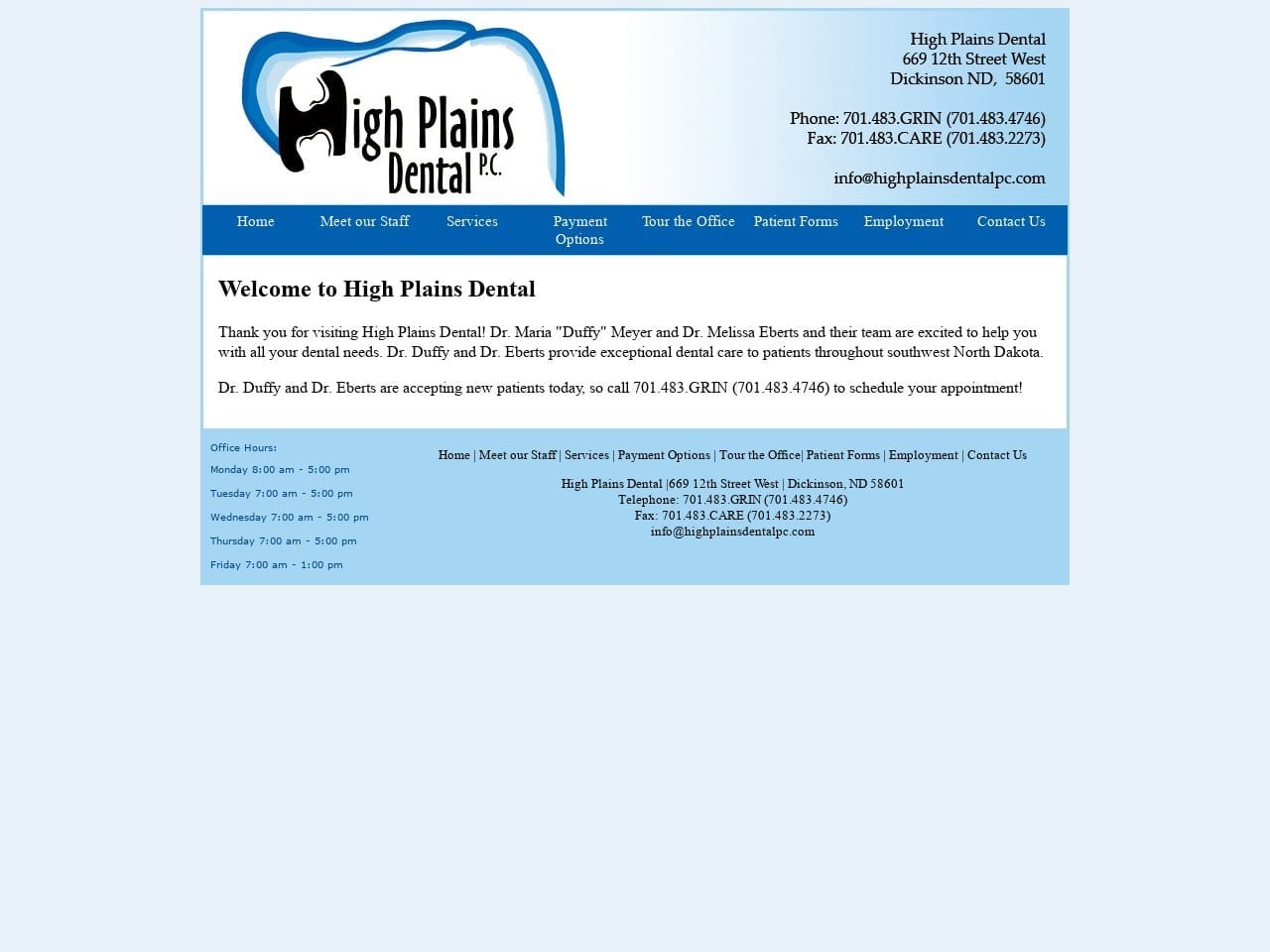 High Plains Dental P.C. Website Screenshot from highplainsdentalpc.com