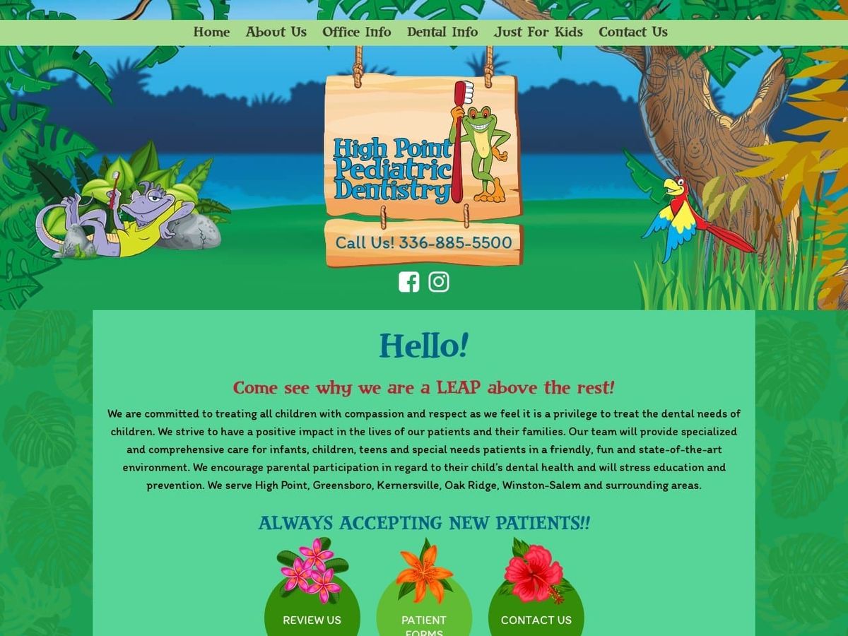 High Point Pediatric Dentist Website Screenshot from highpointpediatricdentistry.com