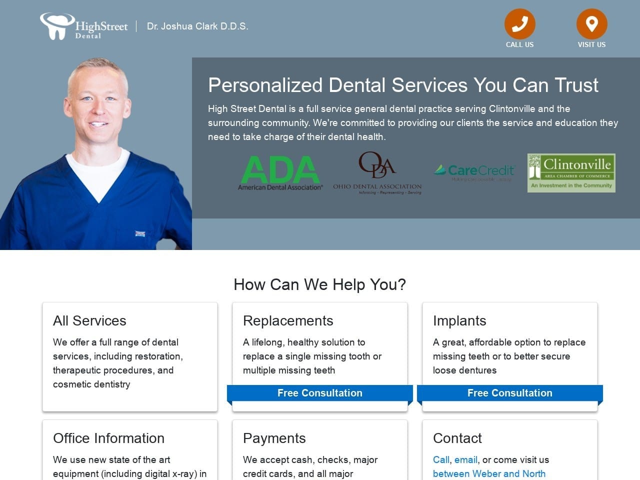 High Street Dental Website Screenshot from highsmiles.com