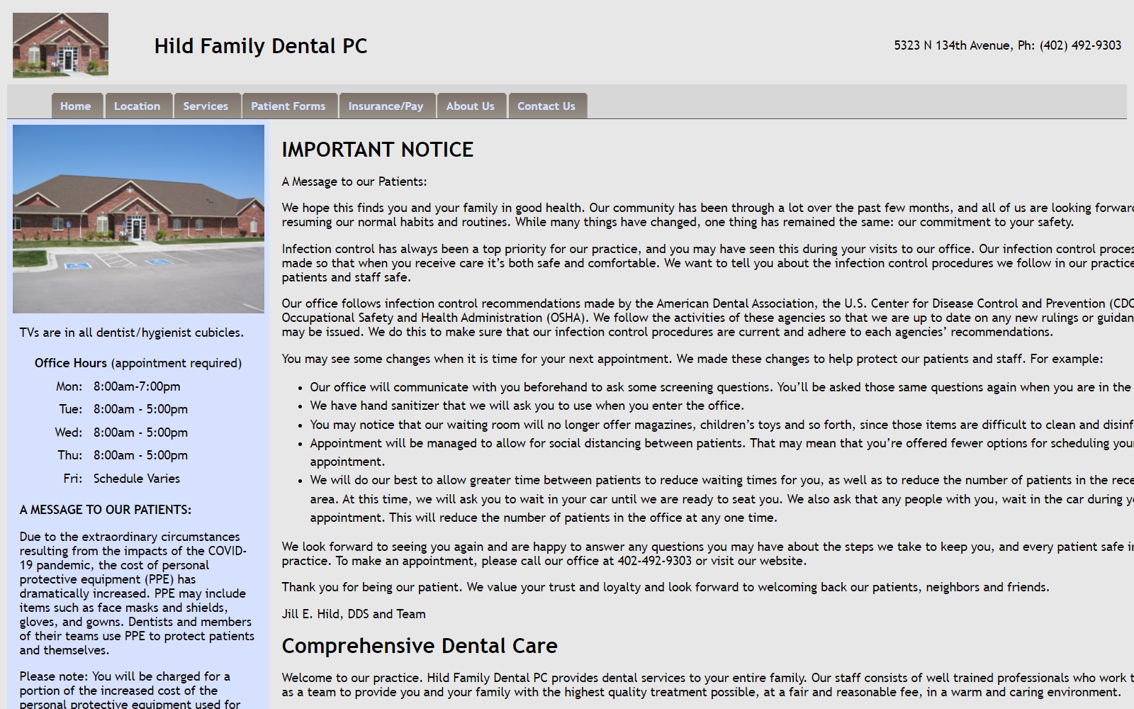 hildfamilydental.com screenshot