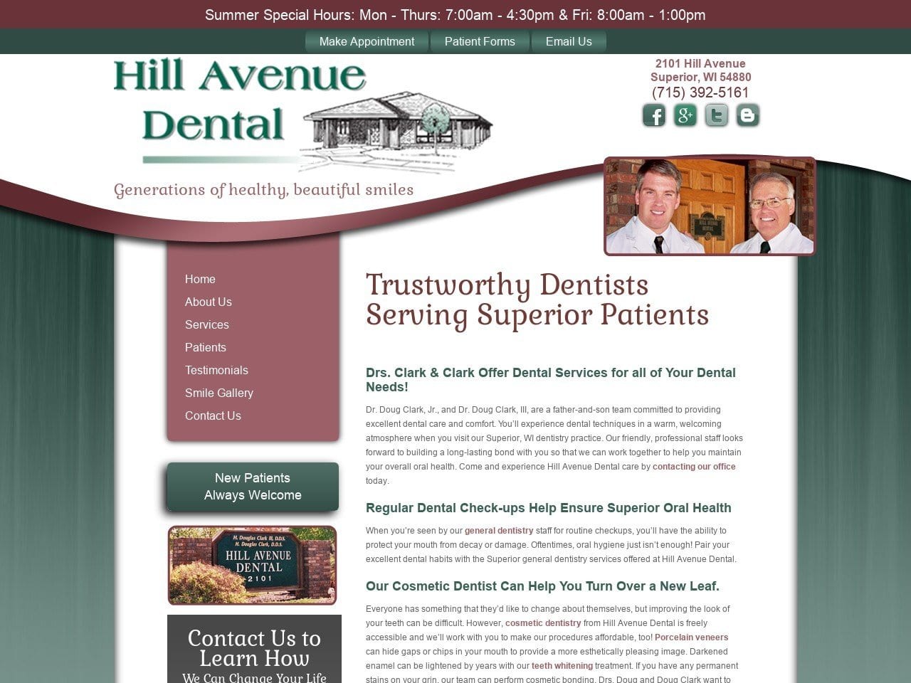 Hill Avenue Dental Dr. Clarks Website Screenshot from hillavenuedental.com