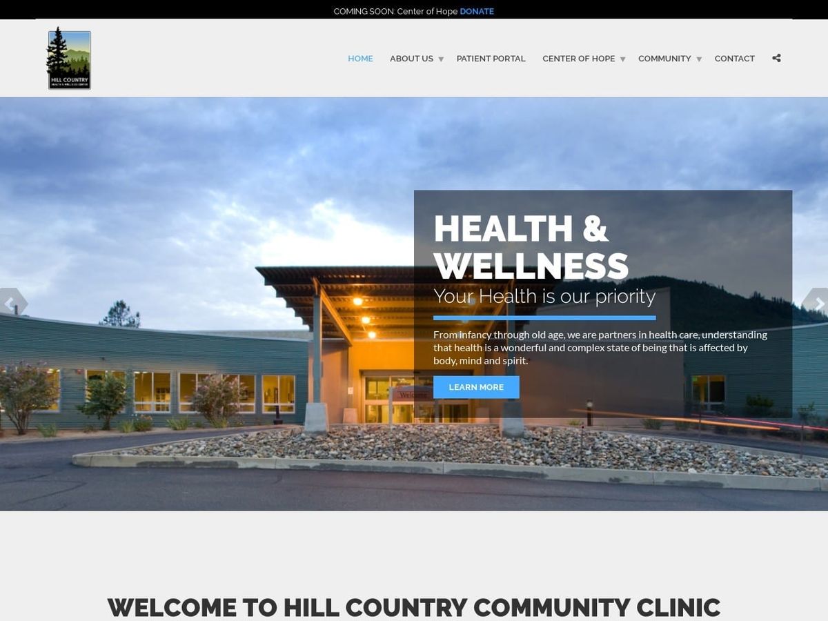 Hill Country Health Dentist Website Screenshot from hillcountryclinic.org