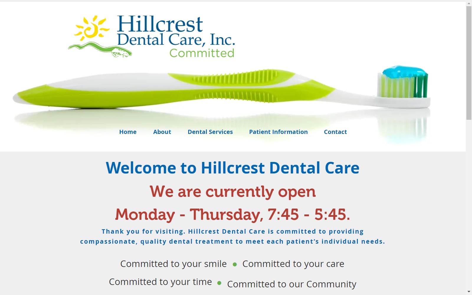 hillcrestdentalcare.org screenshot