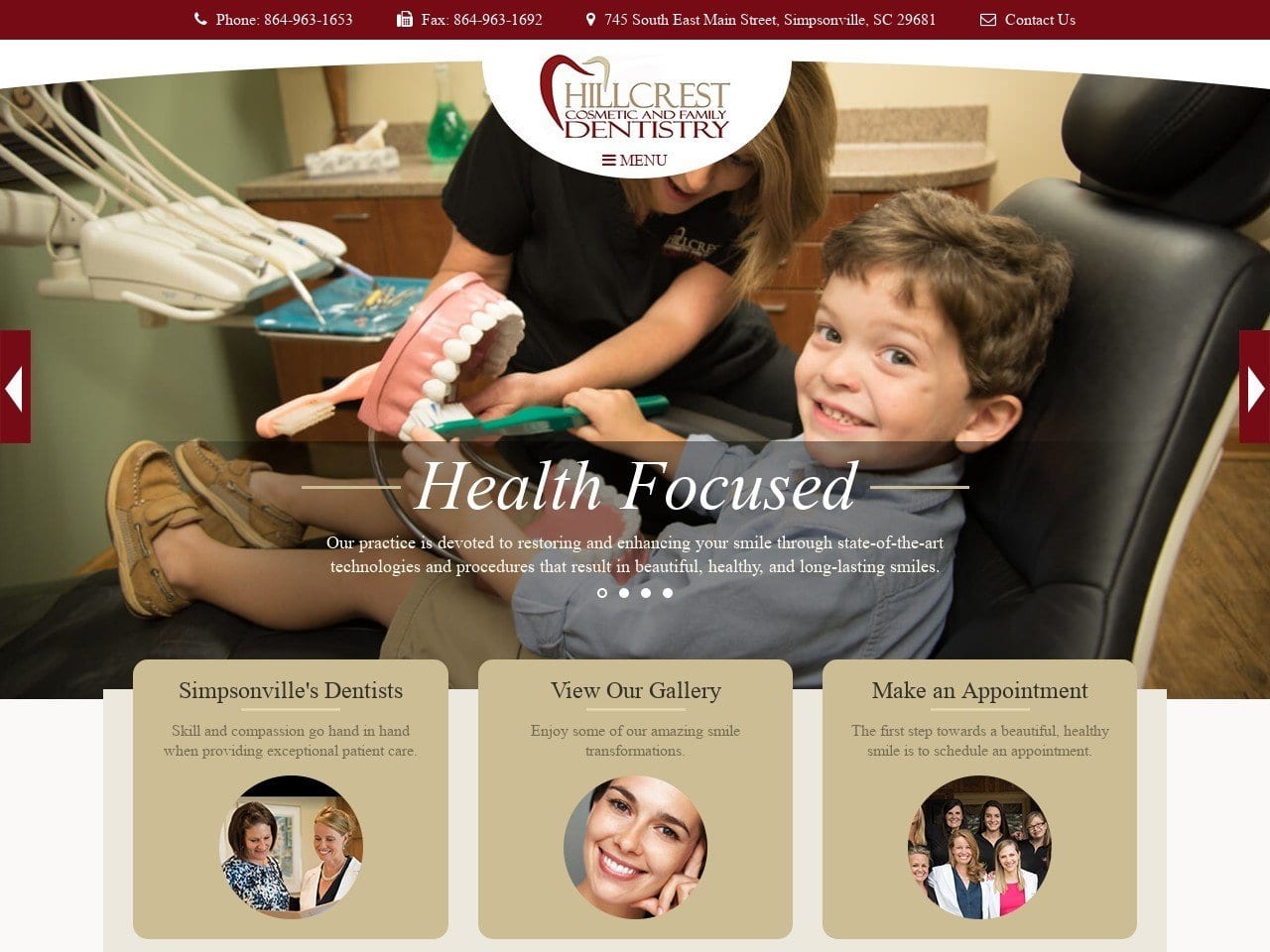 Hillcrest Family Dentist Website Screenshot from hillcrestdentistry.com