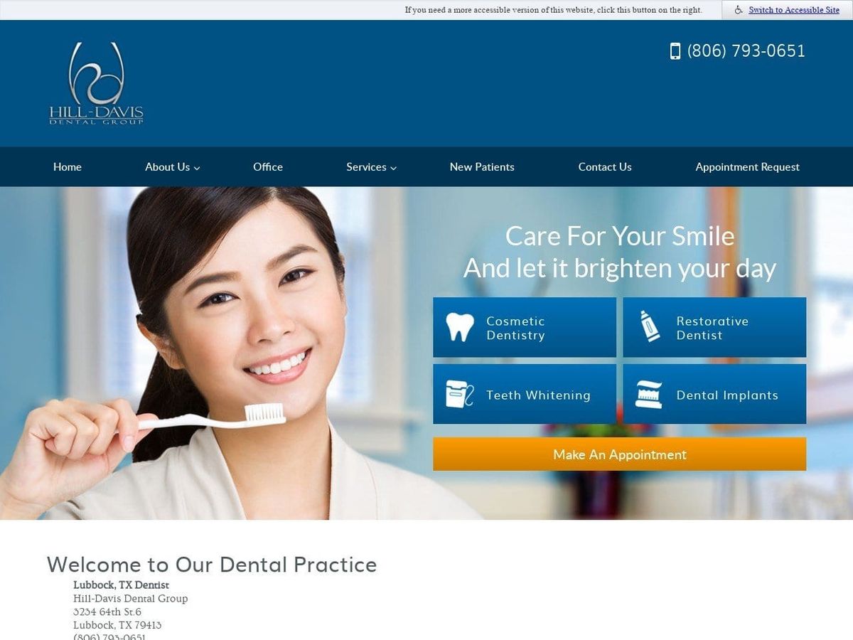 Hill Davis Dental Group Website Screenshot from hilldavisdental.com