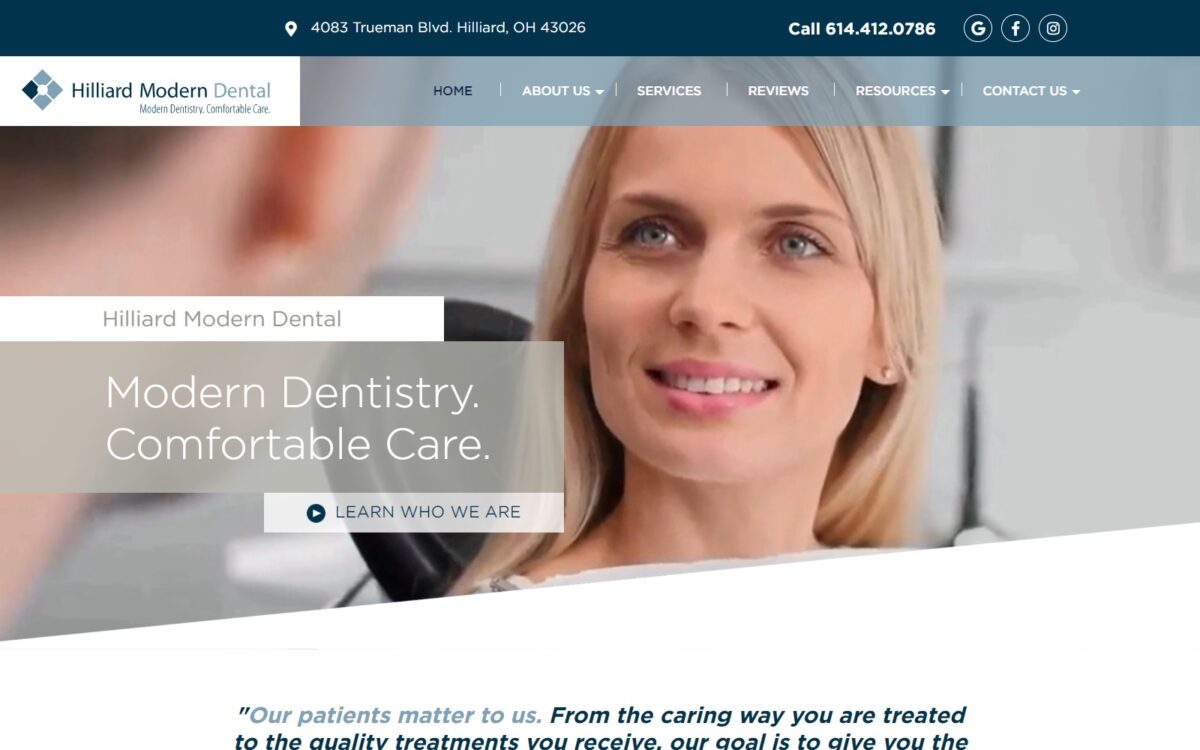 hilliardmoderndental.com screenshot