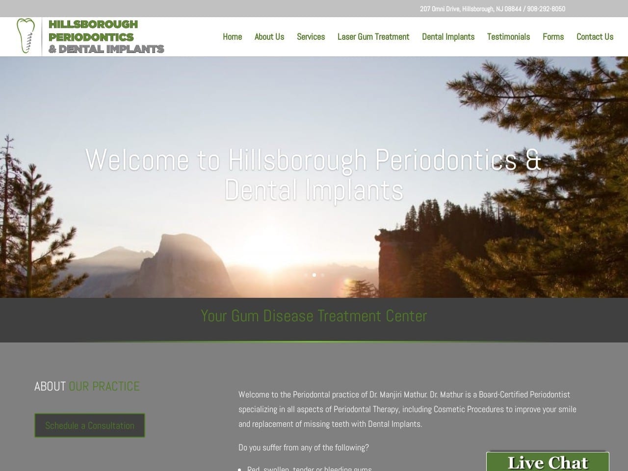 Hillsborough Periodontics Dentist Website Screenshot from hillsboroughperiodontics.com