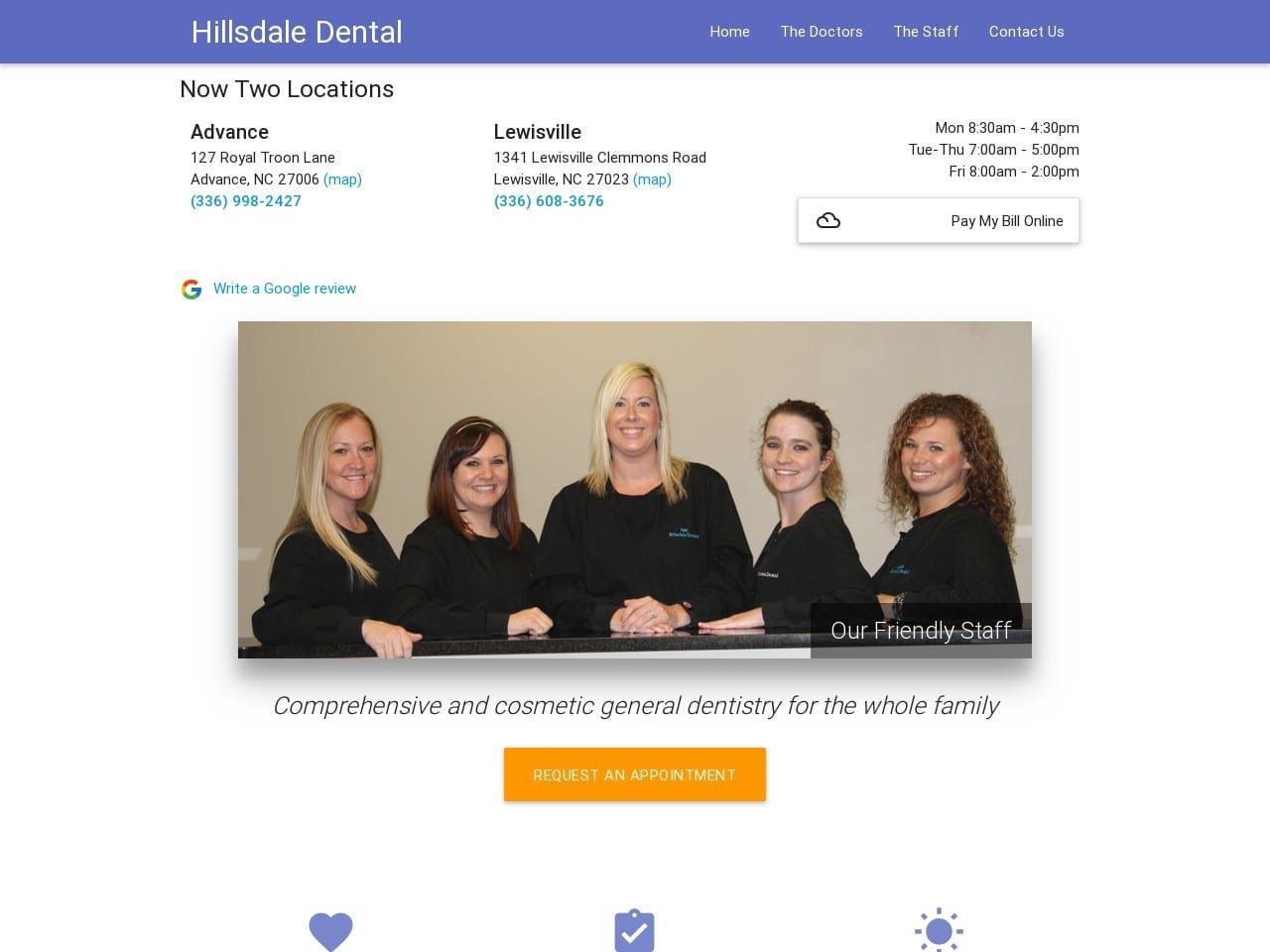 Hillsdale Dental Website Screenshot from hillsdaledental.com