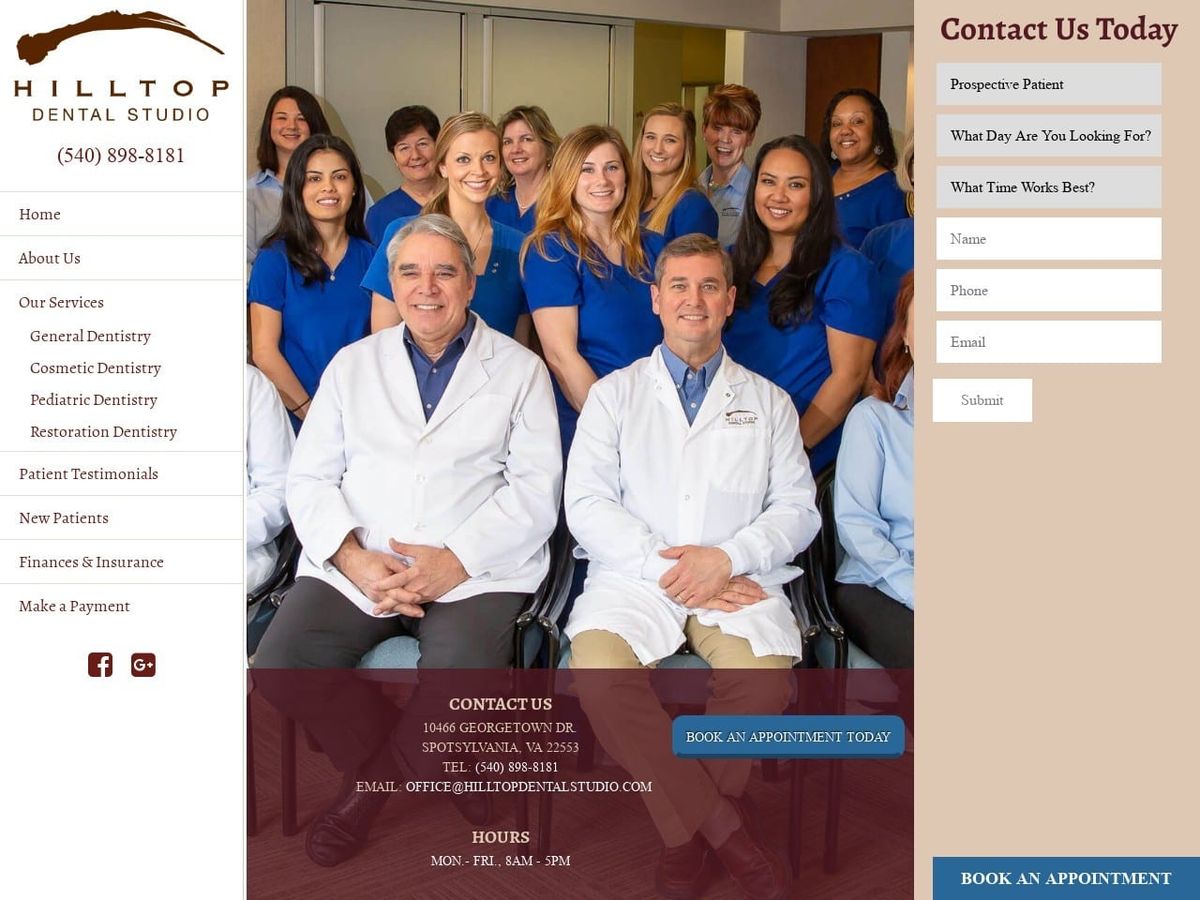 Hilltop Dental Studio Website Screenshot from hilltopdentalstudio.com