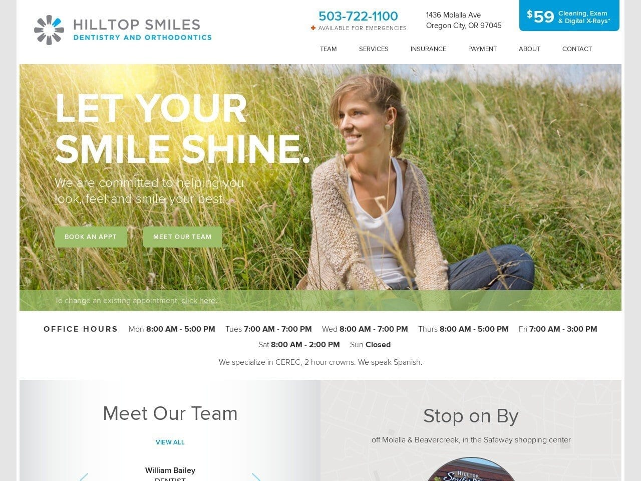 Hilltop Smiles Dentistry and Orthodontics Website Screenshot from hilltopsmilesdentistry.com