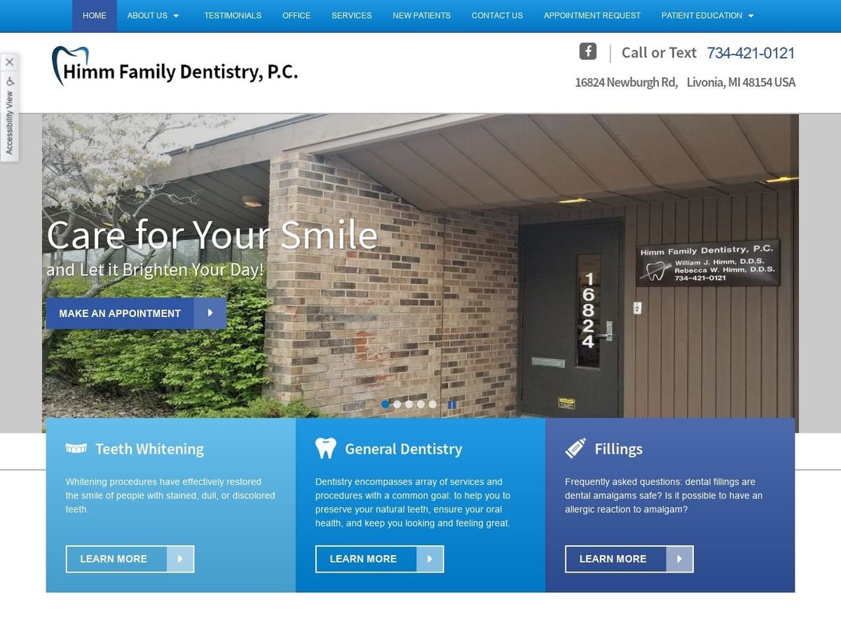 Himm Family Dentistry Website Screenshot from himmfamilydentistry.com