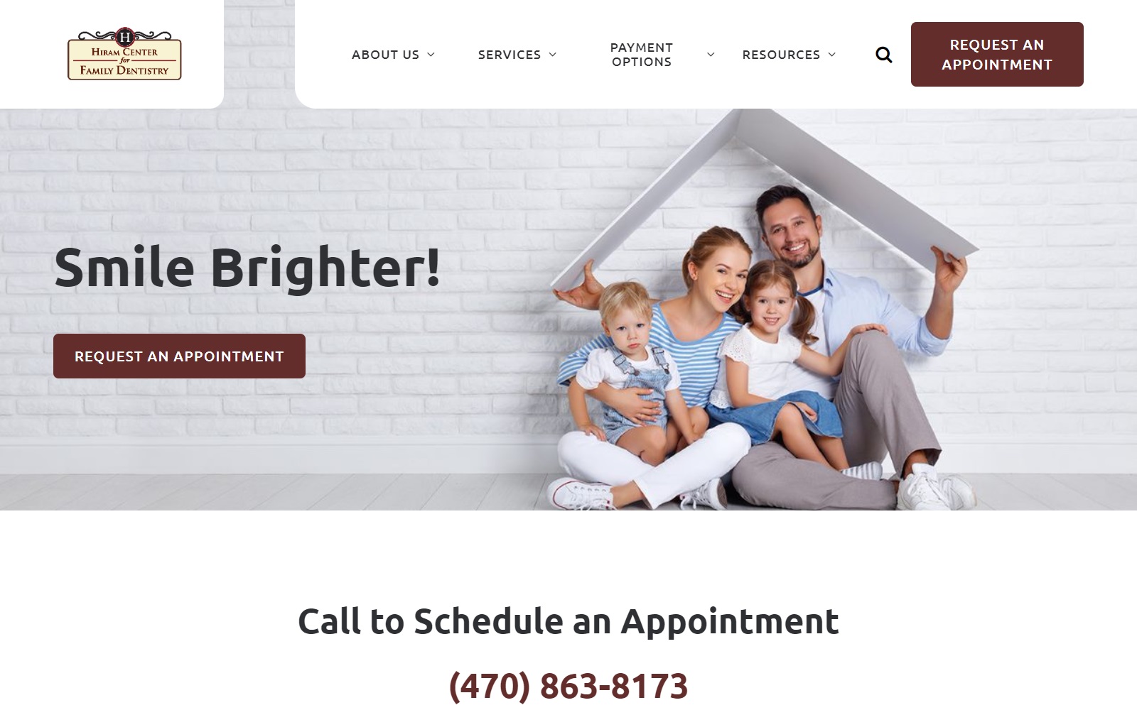 hiramfamilydentistry.com screenshot