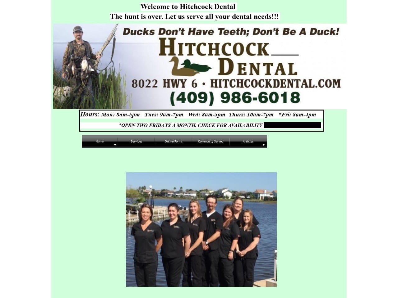 Hitchcock Dental Website Screenshot from hitchcockdental.com