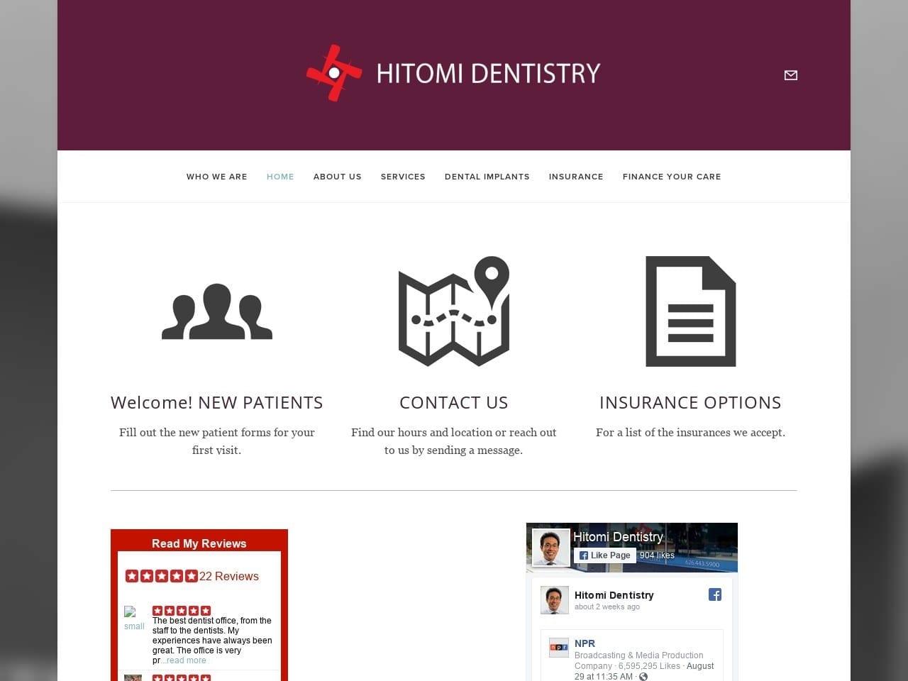 Hitomi Dentist Website Screenshot from hitomidentistry.com