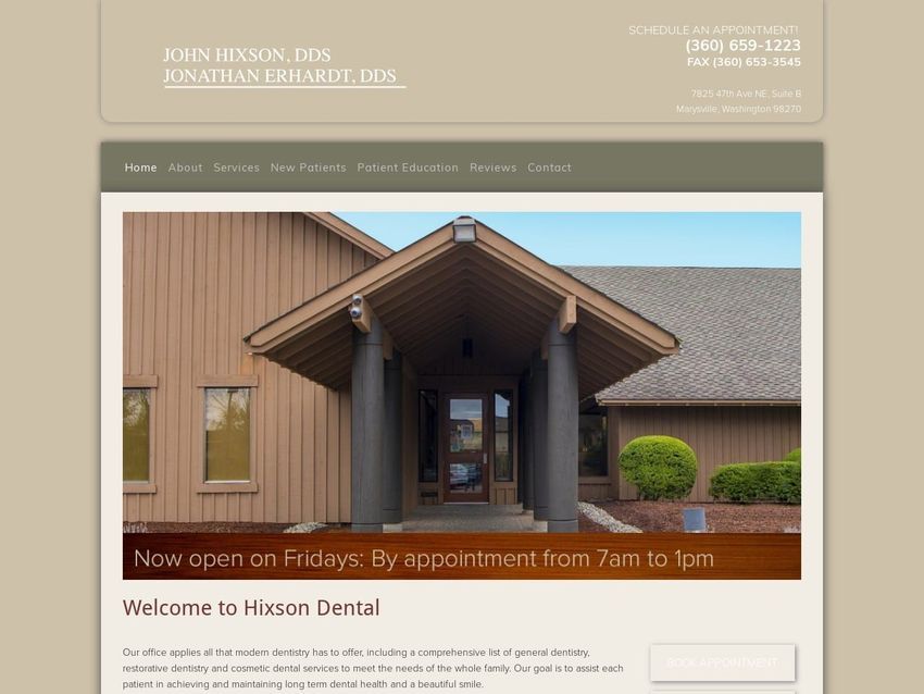 Marysville Dental Center Website Screenshot from hixsondental.com