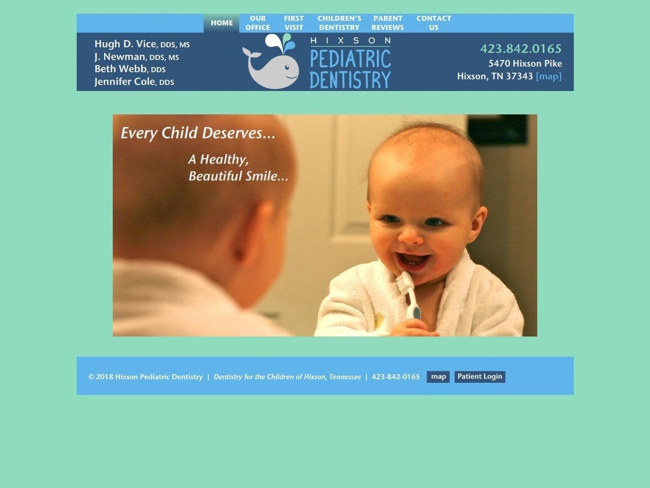 Dr. Hugh D. Vice DDS Website Screenshot from hixsonpediatricdentistry.com