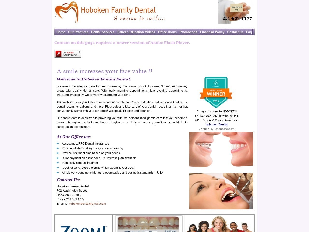 Hoboken Family Dental Website Screenshot from hobokenfamilydental.com